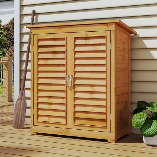Massivholz Gartenschrank 97 cm – Werkzeugschrank für außen