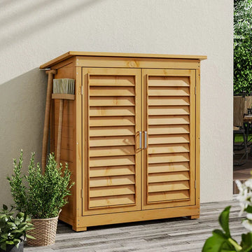 Massivholz Gartenschrank 97 cm – Werkzeugschrank für außen
