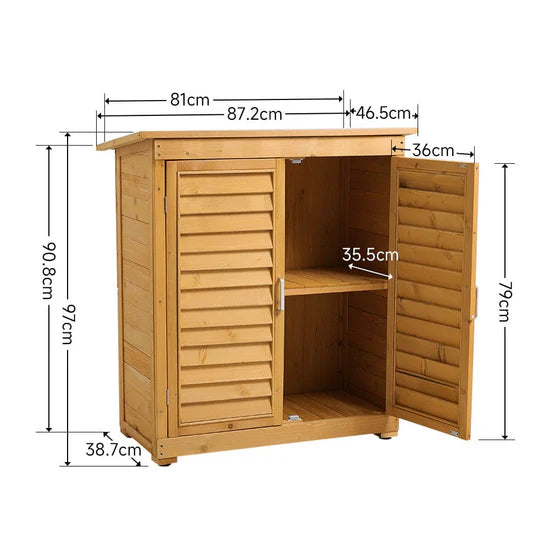 Massivholz Gartenschrank 97 cm – Werkzeugschrank für außen